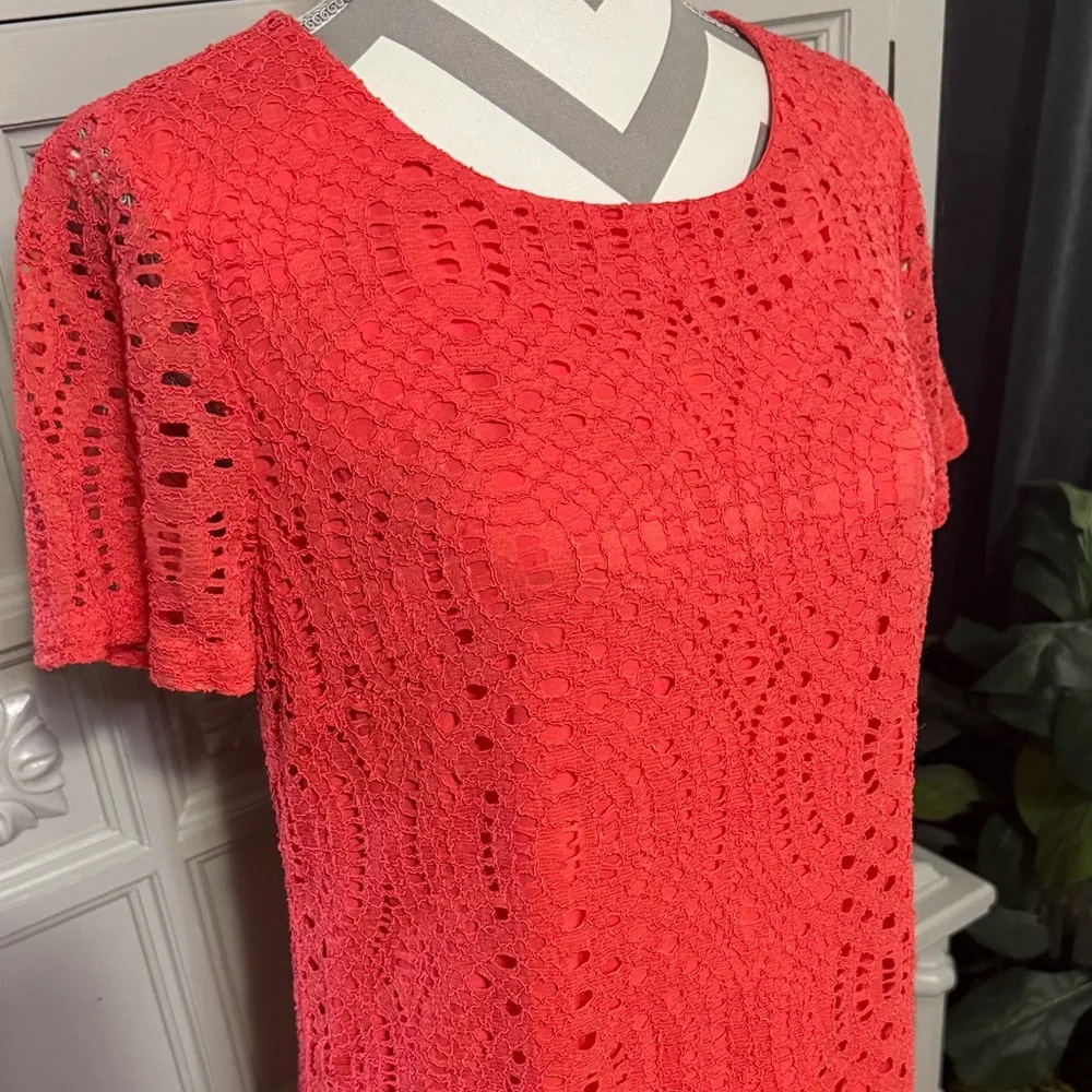 J. Crew Orange Lace Short Sleeve Dress Size 8